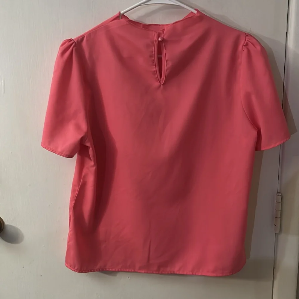 Shein Rafferiza Pink Pleated Mock Neck Top L Coquette Girl Coconut Bubblegum